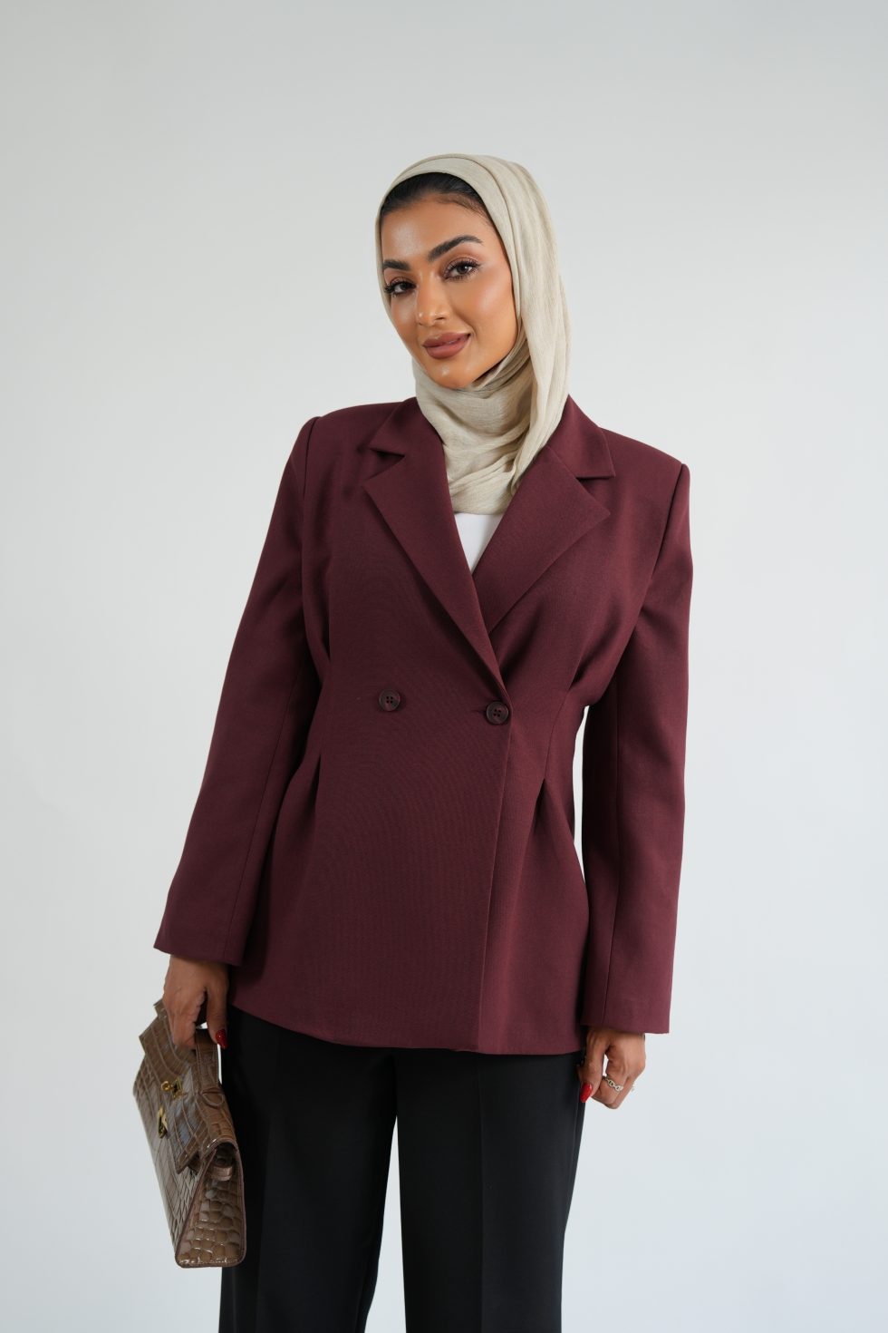 Pleated  Blazer Bordeaux