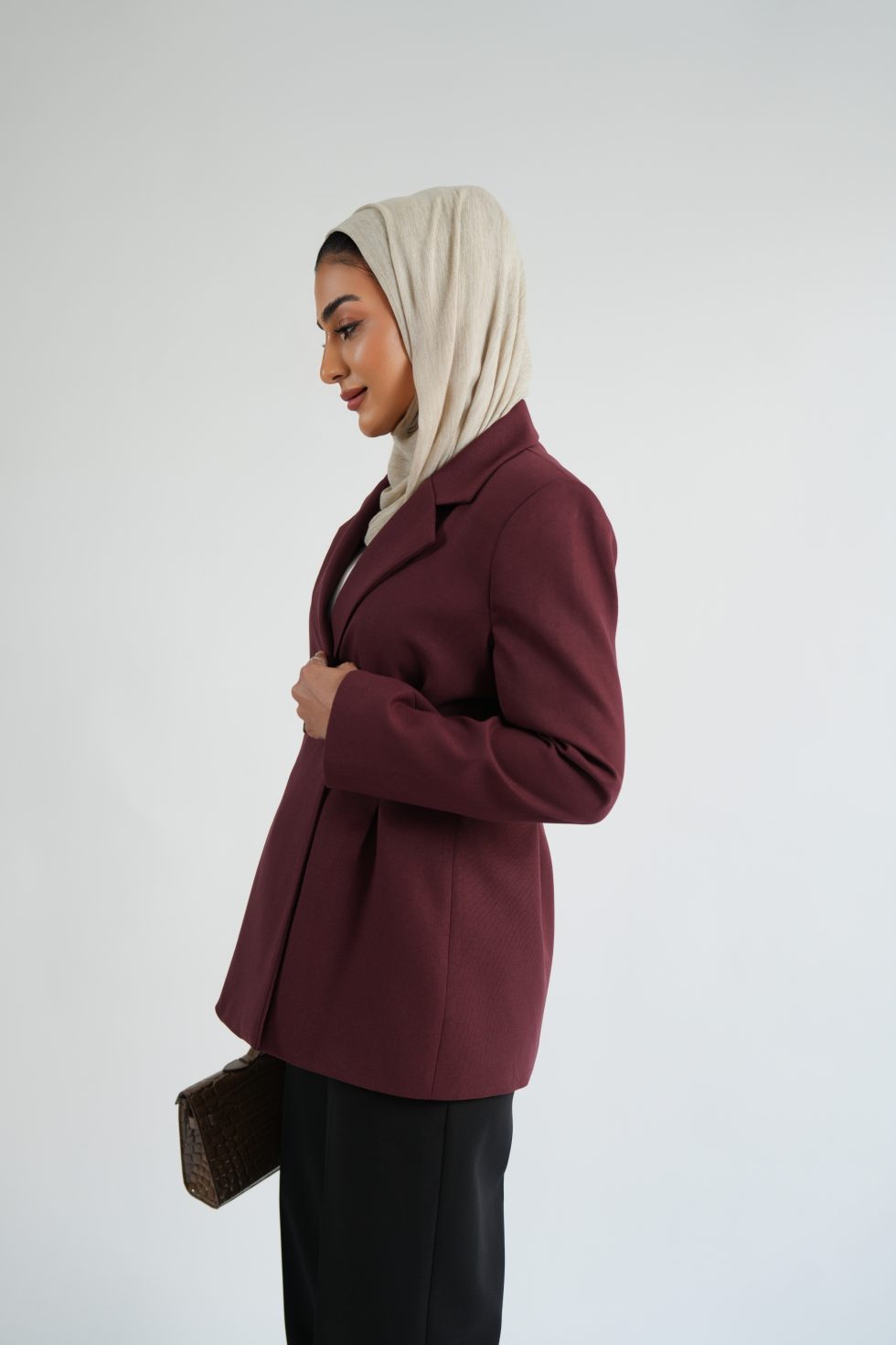 Pleated  Blazer Bordeaux - Image 2